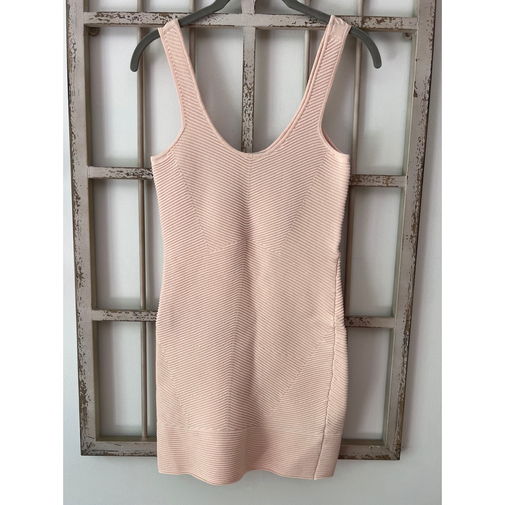 Ronny Kobo Pink Ribbed Bandage Bodycon Mini Dress Womens Small Sleeveless - Picture 1 of 4